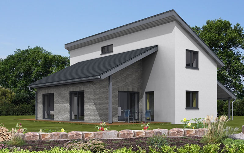 Das Pultdachhaus besticht durch das moderne Äußere